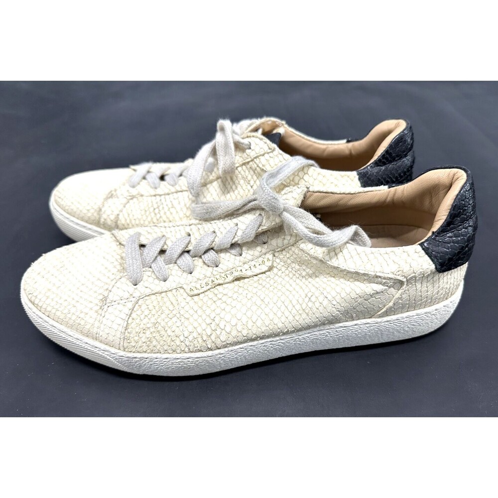 Men's Allsaints Cream  and Black snakeskin leather sneakers - 41